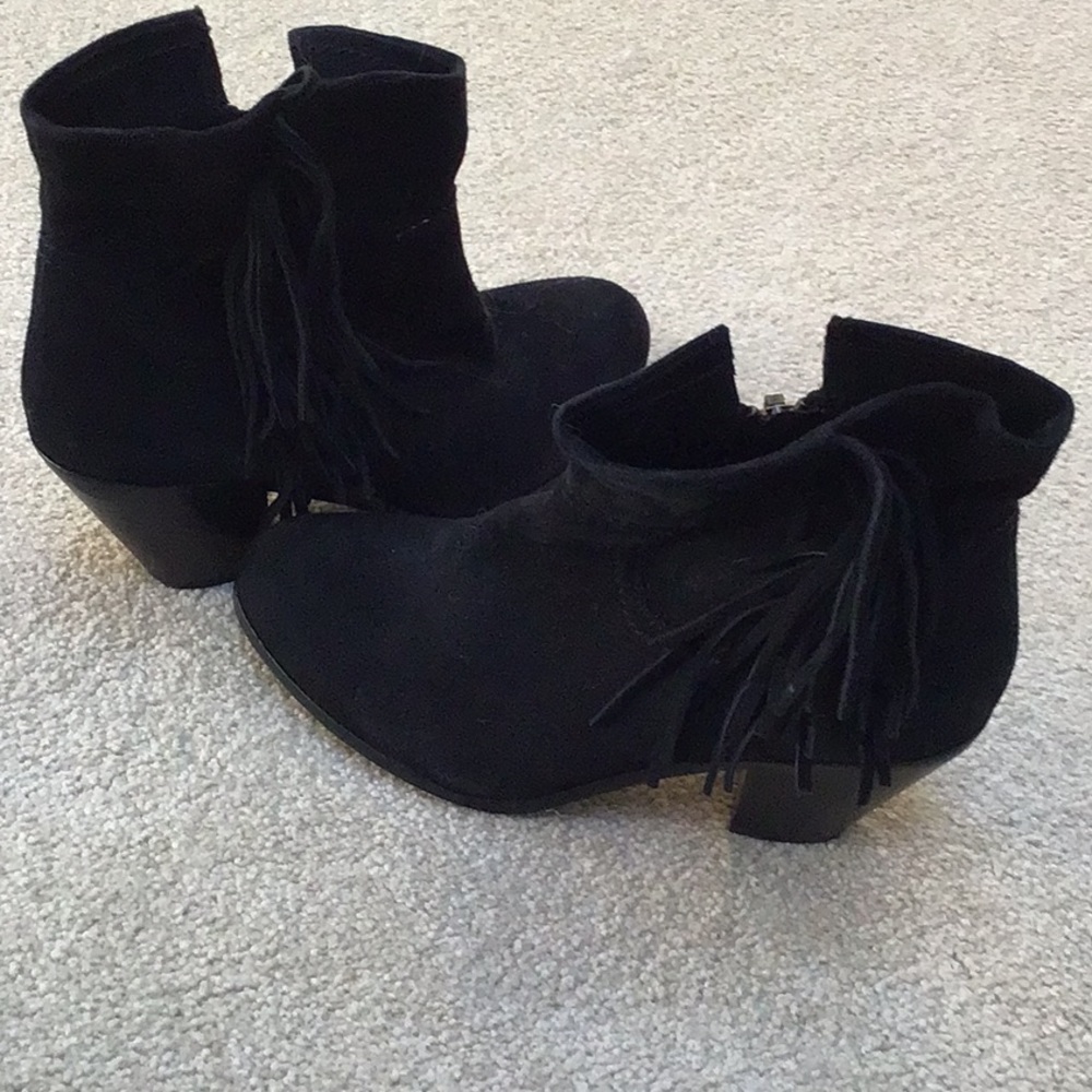 Sam Edelman Black Fringe Suede Ankle Boots